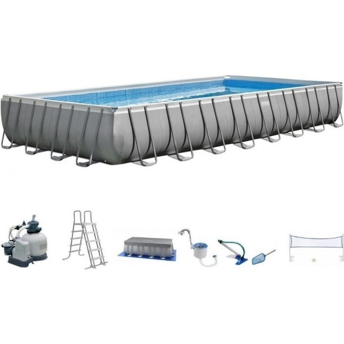 Каркасный бассейн INTEX ULTRA FRAME 975х488х132см, фильтр-насос, лестница, тент, подстилка 26378