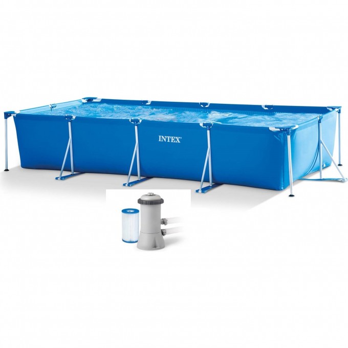 Каркасный прямоугольный бассейн INTEX RECTANGU 450х220х84см, фильтр-насос 28274