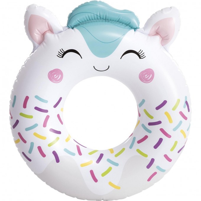 Надувной круг 84(91)х76 см INTEX "МИЛЫЕ ЗВЕРЯТА" до 40 кг, от 8 лет, белый 59266 BELYII